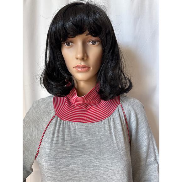 American Vintage Sears JR Bazaar turtleneck maxi dress sleeved gray red medium - Picture 6 of 16